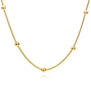 18K gold plated stainless steel beaded necklace